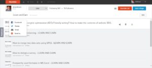 Screen shot of share page.